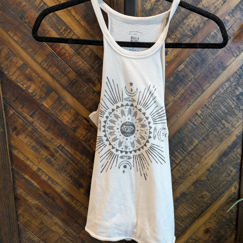 Billabong White Graphic Tank Top
